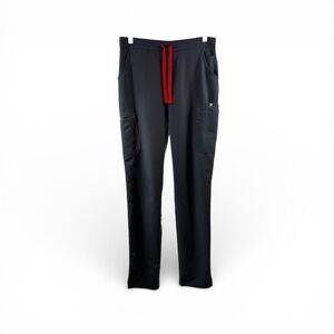 FIGS Pull Up Pants with Elastic Waistband and Drawstring in Gray Size S Tall